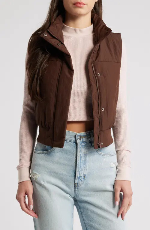 Thread & Supply Crop Puffer Vest in Chicory Coffee at Nordstrom, Size X-Small | Nordstrom