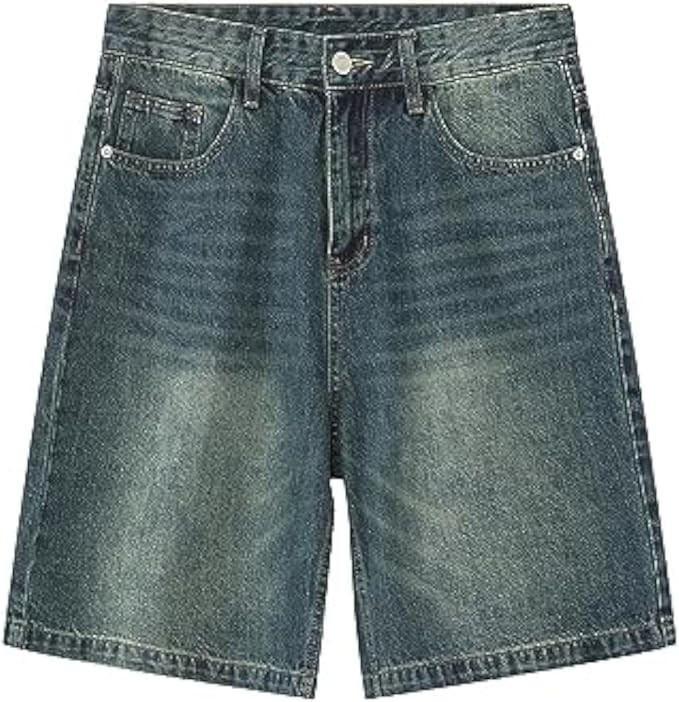 CUTEGAL Jorts for Men Denim Shorts Baggy Jorts Mid Rise Stretchy Patchwork Jeans Shorts Jorts Y2K | Amazon (US)
