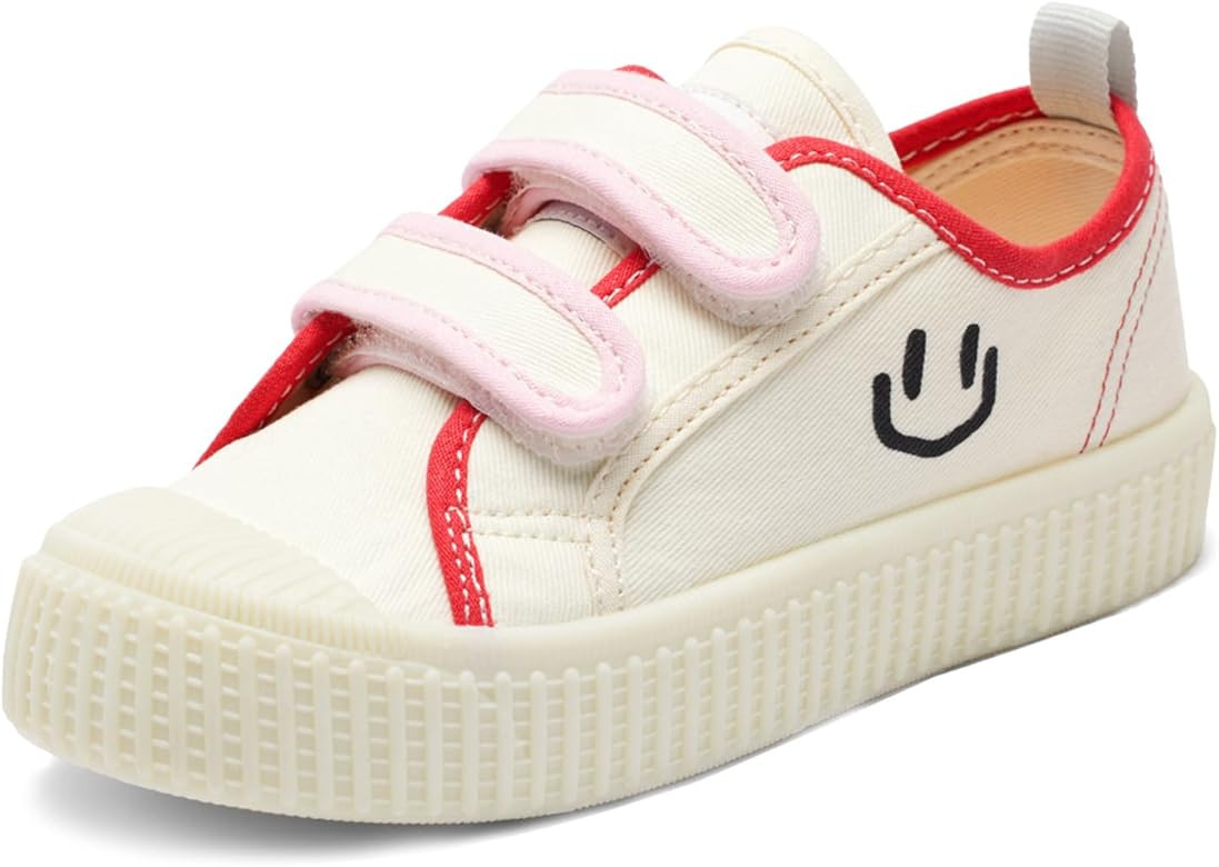 Toddler Shoes for Boys & Girls, Canvas Dual Hook and Loops Sneakers with Candy-Colored Sole | Amazon (US)