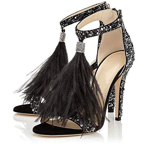 Hinyyrin Women's High Heels Sandals Pointed Open Toe Strappy Stiletto Heels Wedding Bridal Party Prom Sexy Dress Shoes for Women | Amazon (US)