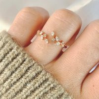 Rose Gold Flower Ring, Leaf Ring, Adjustable Ring, Minimalist Ring, Nature Ring, Dainty Ring, Tiny L | Etsy (US)