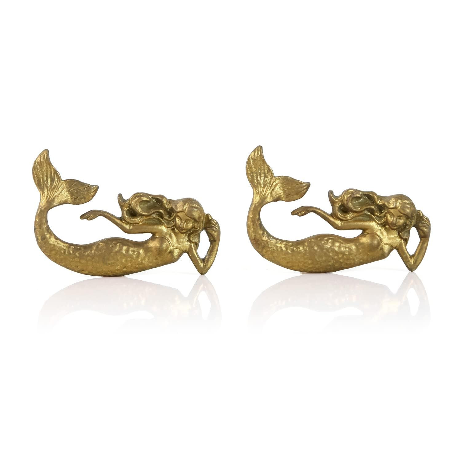 SOFFEE DESIGN Set of 2 Vintage Gold Mermaid Cabinet Knobs for Drawer, Ocean Beach Theme Aged Trea... | Amazon (US)