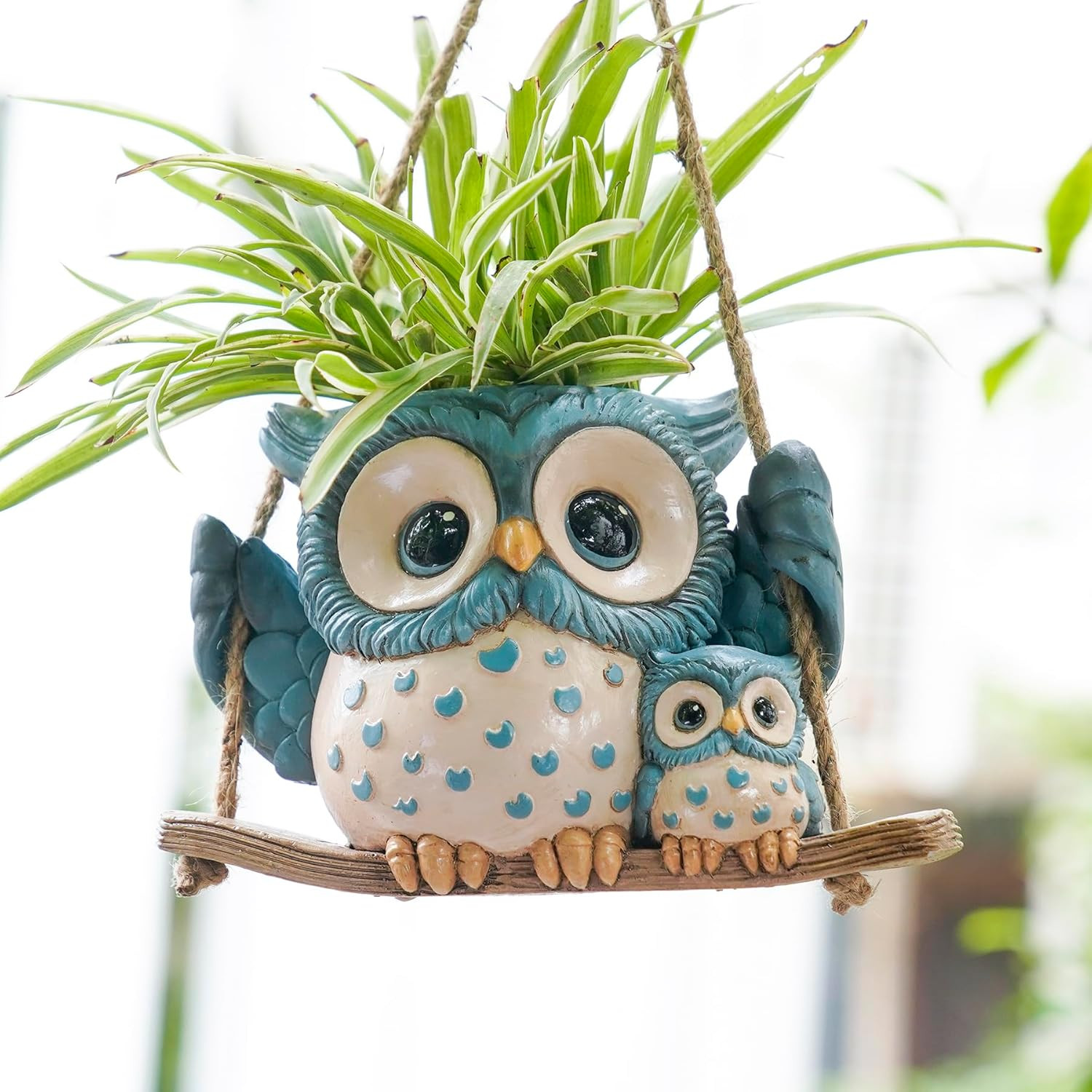 Swing Owl Hanging Planters for Indoor Plants, Cute Small Succulent Pots with Drainage Hole, Uniqu... | Amazon (US)