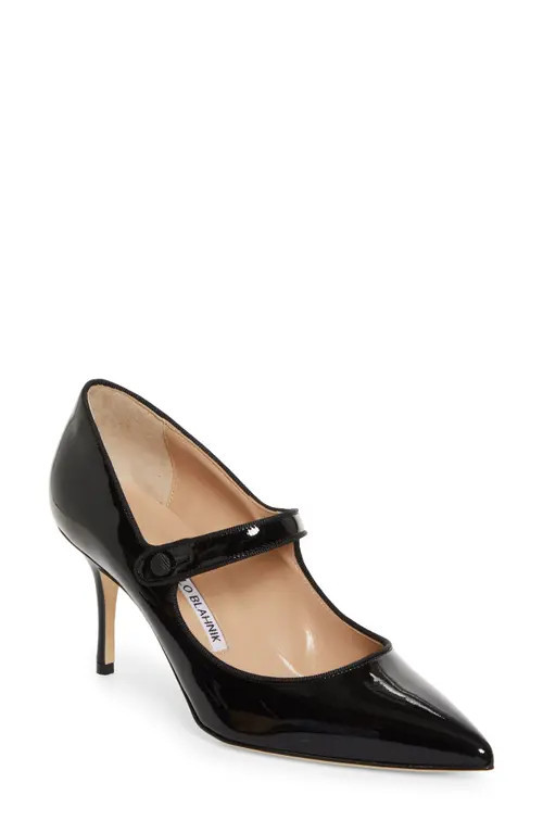 Manolo Blahnik Camparinew Pointed Toe Mary Jane Pump in Black at Nordstrom, Size 12Us | Nordstrom