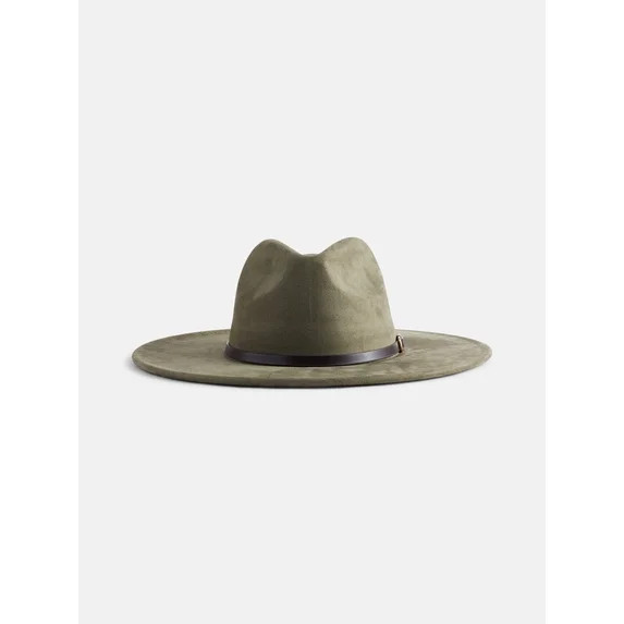 Scenario Women's Faux Suede Fedora with Mix Media Band, Olive | Walmart (US)