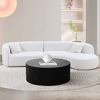 LyuHome Black Nesting Coffee Table, Modern Round Coffee Table End Table Set for Living Room, Wood... | Amazon (US)
