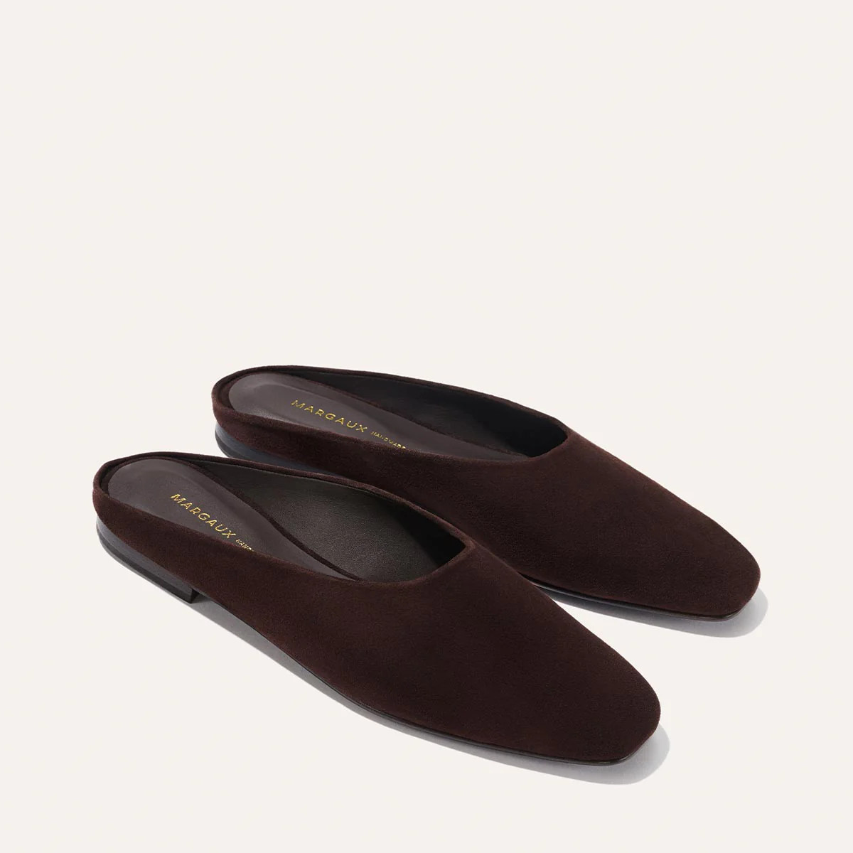 Alex Mill x Margaux: Brown Suede Square Toe Mule |The Clara | Margaux