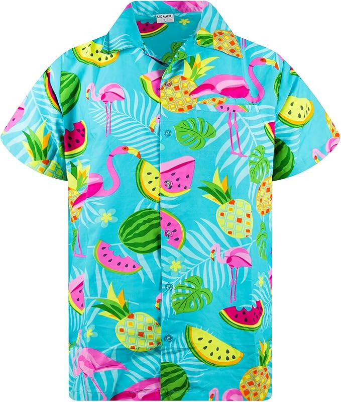 KING KAMEHA Hawaiian Shirt for Men Funky Casual Button Down Very Loud Shortsleeve Unisex Big Flow... | Amazon (US)