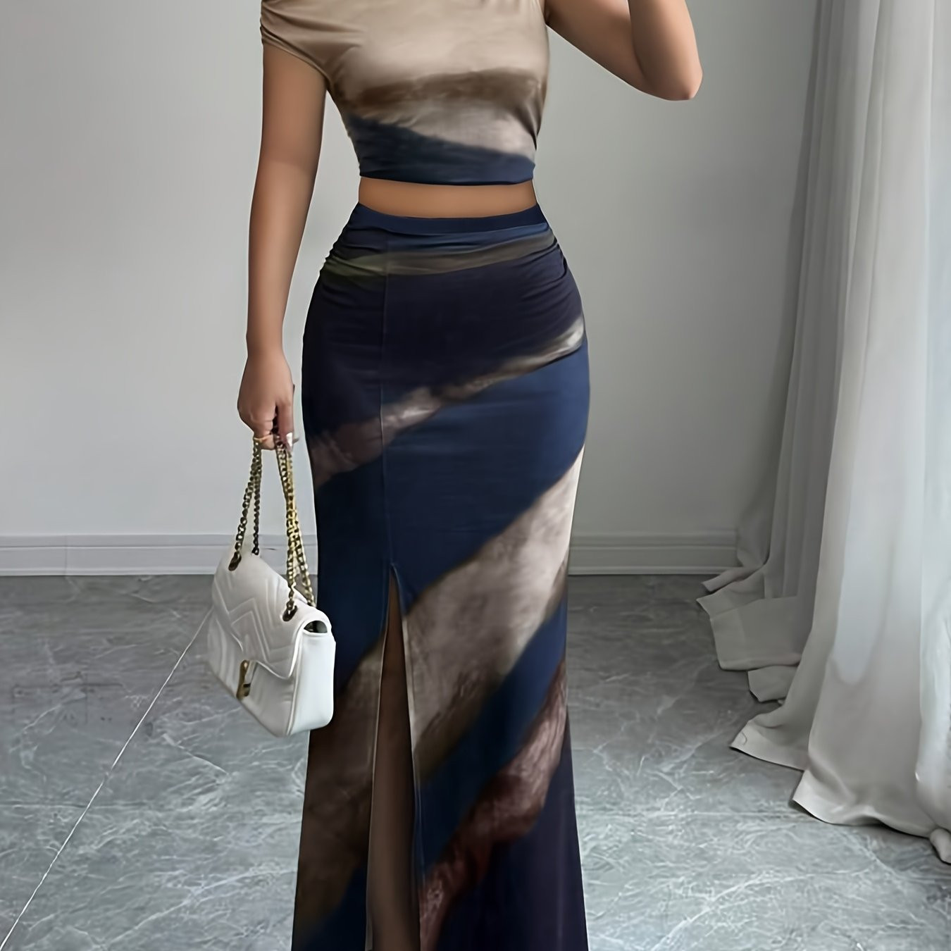elegant asymmetrical neckline sleeveless top high waisted - Temu Canada | Temu Affiliate Program