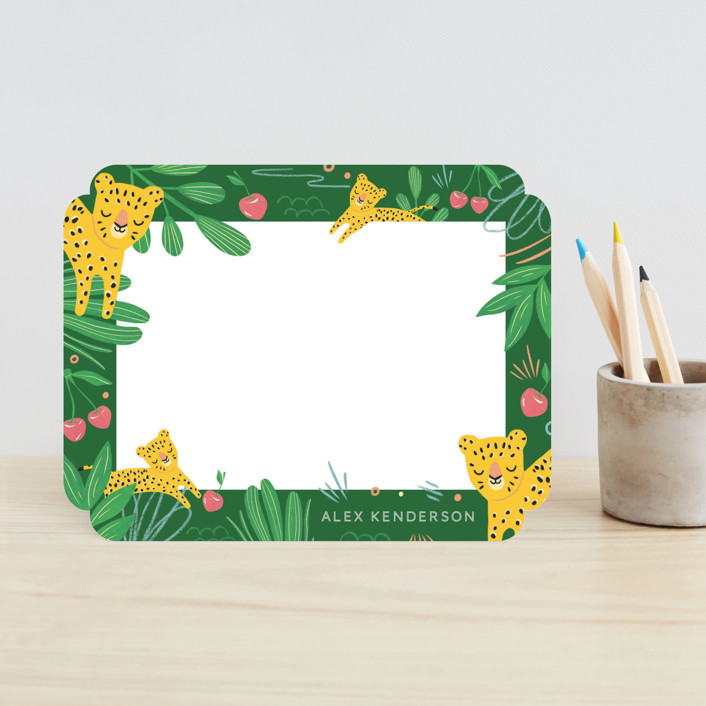 "Hide and Seek" - Customizable Children's Stationery in Green by Vivian Yiwing. | Minted