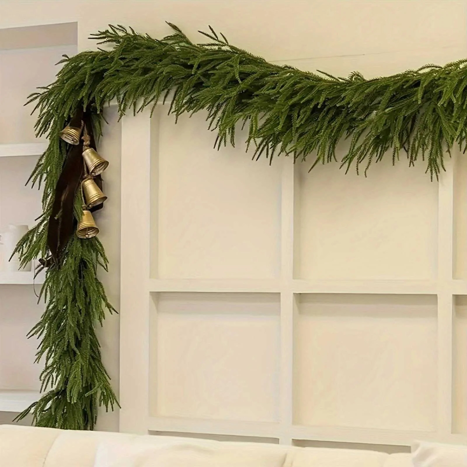 9FT Christmas Garland Norfolk Pine Garland Faux Greenery Pine Garland for Home Fireplace Indoor O... | Walmart (US)