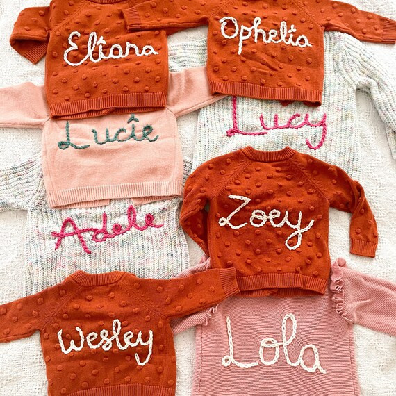 Neutral Chunky Knit  Hand Embroidered Baby Sweater  Custom | Etsy | Etsy (US)