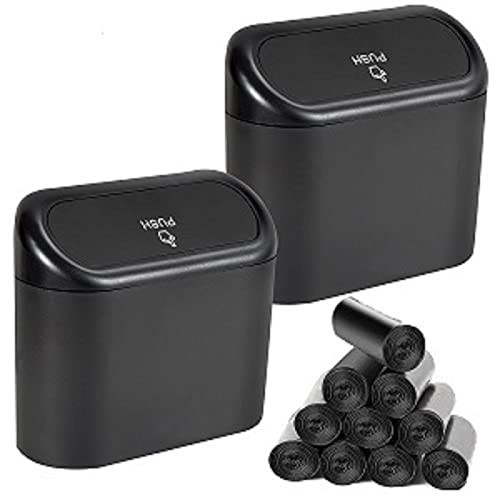 EnthuLove 2 Packs Mini Car Trash Can Bin with Lid and 150pcs Trash Bags,Car Trash Can Bin,Car Garbage Trash Can Storage for Front Back Seat Accessories (2)… | Amazon (US)
