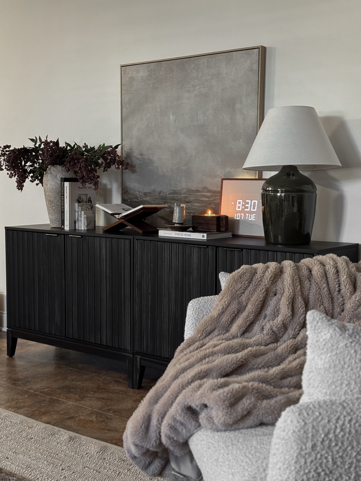 Sideboard decor, cabinet decor, console table decor, target furniture, canvas wall art, table lamp, open book display, Amazon home decor, vintage modern decor 

#LTKHome