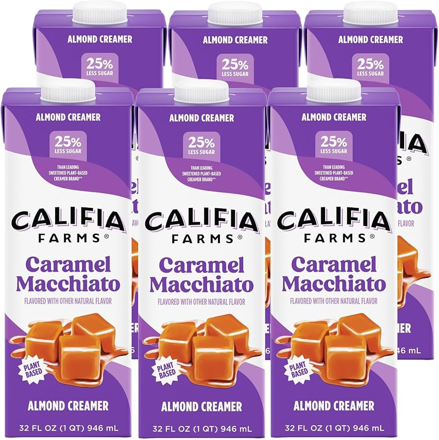 Califia Farms - Caramel Macchiato Almond Milk Coffee Creamer, 32 Fl Oz (Pack of 6), Shelf Stable,... | Amazon (US)