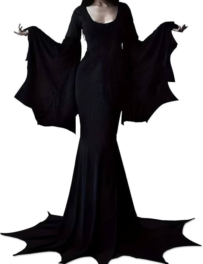 YOGFIT Costumes for Morticia Long Black Gothic Bat Sleeve Dress Halloween Cosplay Costumes for Wo... | Amazon (US)