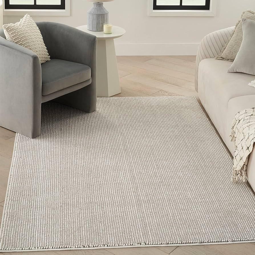 Nourison Home Textured Home Ivory Mocha 6' x 9' Area Rug - Easy Clean, Non Shedding, Bed Room, Li... | Amazon (US)