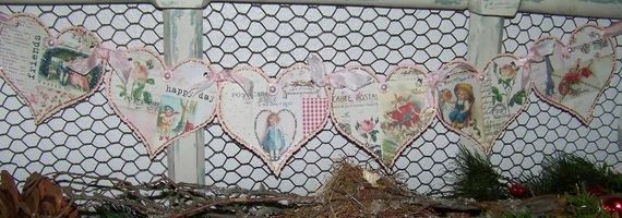 Valentines Day Banner Garland Heart Banner Garland Vintage Style Pink Valentine Collage | Etsy (US)