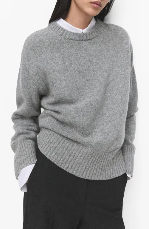 MANGO Wool Blend Sweater in Medium Heather Grey at Nordstrom, Size Small | Nordstrom