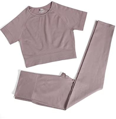 Workout Sets for Women 2 Piece Cute Outfits Seamless High Waist Leggings & Yoga Crop Tops for Ath... | Amazon (US)