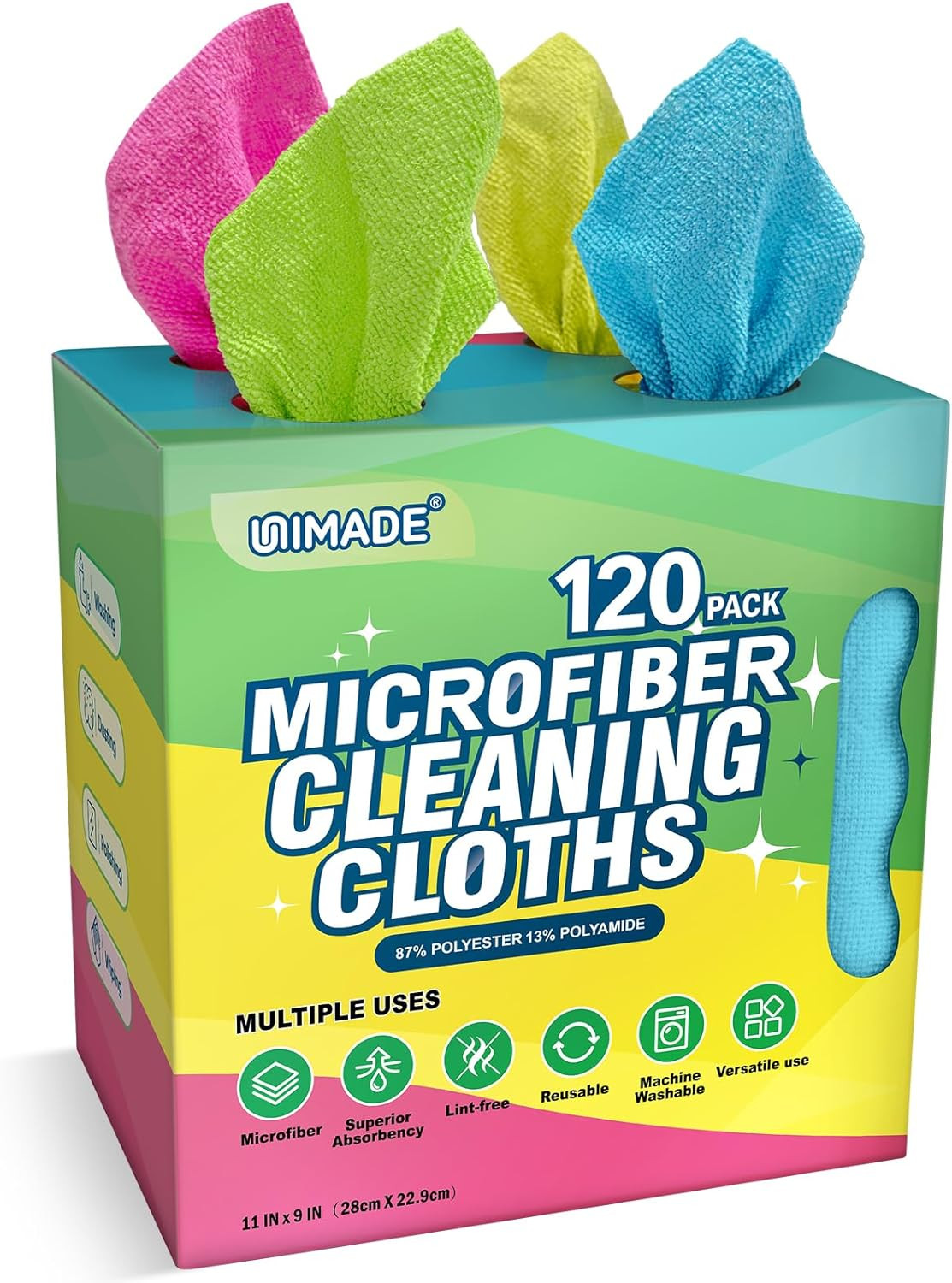 UNIMADE Microfiber Cleaning Cloth, 120 Pack Reusable Paper Towels | Amazon (US)
