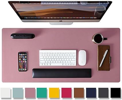 Leather Desk Pad Protector,Mouse Pad,Office Desk Mat,31.5" x 15.7" Non-Slip PU Leather Desk Blott... | Amazon (US)