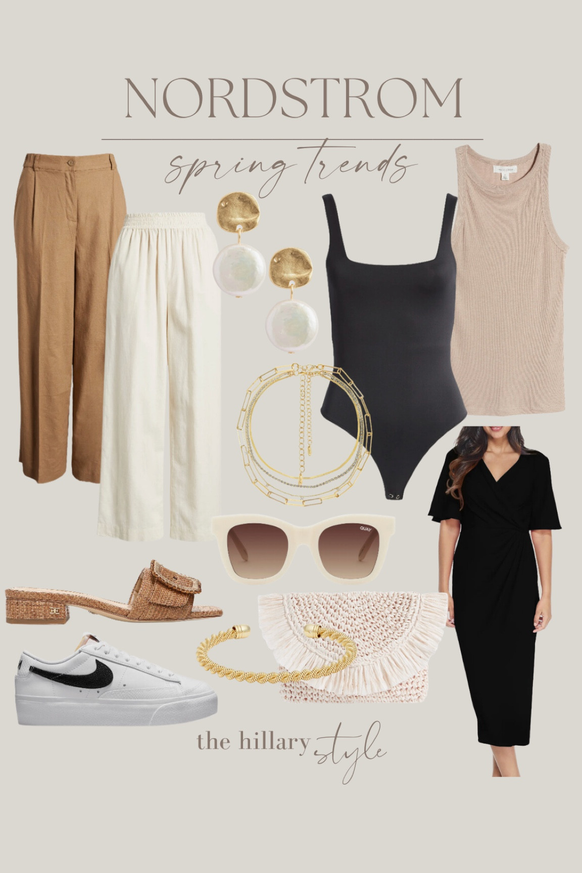 Nordstrom: Spring Trends: Black Dress, Trousers, Linen Pants, Bodysuit, Tank, Sneakers, Woven Sandals, Sunglasses, clutch, layered necklace, Pearl drop earrings, gold bracelet, Spring Basics, Spring Neutrals, cocktail dress, party dress, Spring dress, Nordstrom finds, Nordstrom Sale, Nike, Good American

#LTKFind #LTKunder100 #LTKstyletip