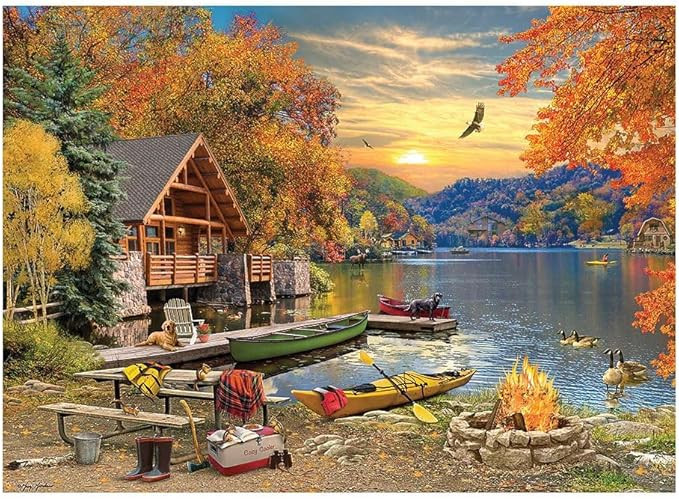 Cobble Hill 1000 Piece Puzzle - Lakeside Retreat - Sample Poster Included | Amazon (US)
