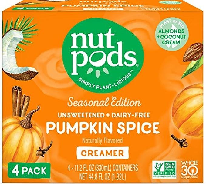 nutpods Pumpkin Spice 4-pack, Unsweetened Dairy-Free Creamer, Whole30, Paleo, Keto, Vegan made from  | Amazon (US)