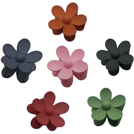 6 Pieces Big Acrylic Hair Claw Clips Colorful Flower Hair Clips Non Slip Cute Hair Catch Barrettes J | Walmart (US)