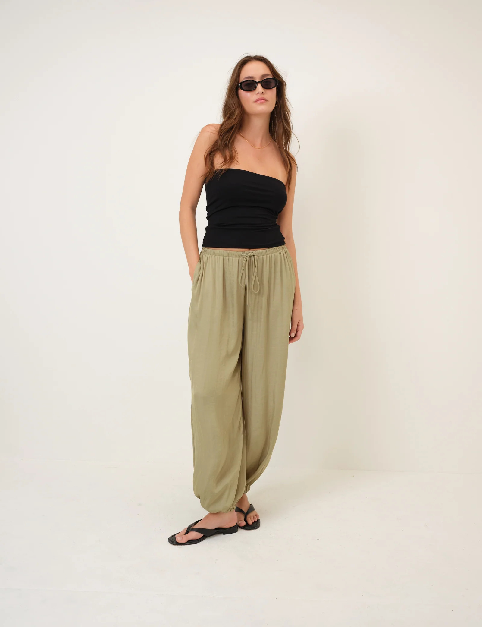 Green Vida Balloon Leg Trousers | Nobody's Child