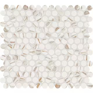 Restore Calacatta 11 in. x 10 in. Glazed Ceramic Penny Round Mosaic Tile (0.81 sq. ft./Each) | The Home Depot
