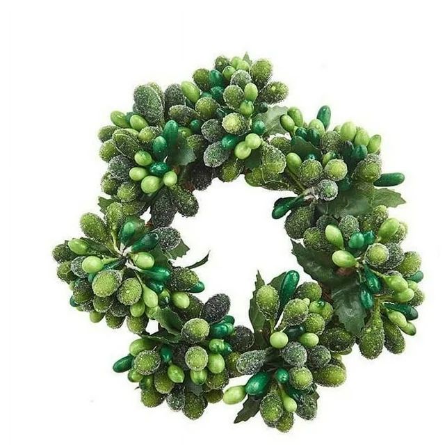 Raz 4.5" Frosted Green Holly and Berries Christmas Votive Candle Ring | Walmart (US)