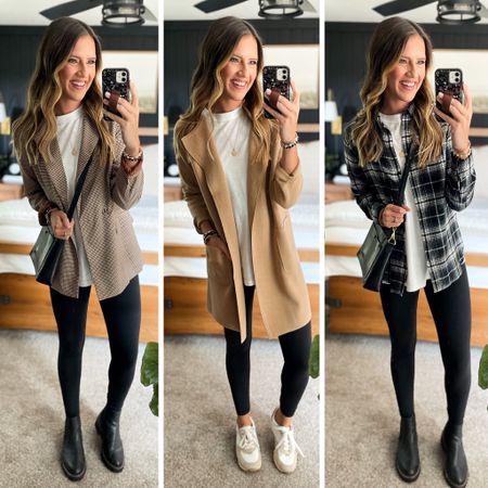 Fall Capsule Wardrobe 

White tunic - small 
Leggings - small 
Plaid blazer - small 
Sweater blazer - small 
Plaid button up - medium
All shoes are tts 

#LTKunder100 #LTKFind #LTKstyletip
