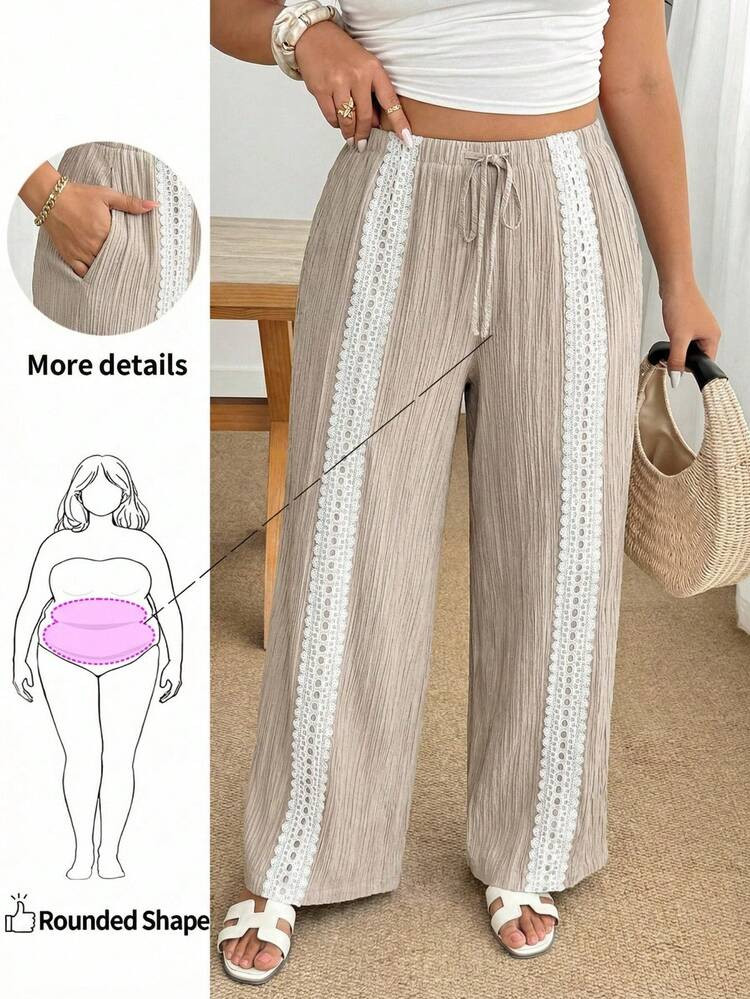 Enliva New Spring/Summer 2026 Collection: Loose-Fitting, Stretch-Waisted Wide-Leg Trousers Suitab... | SHEIN