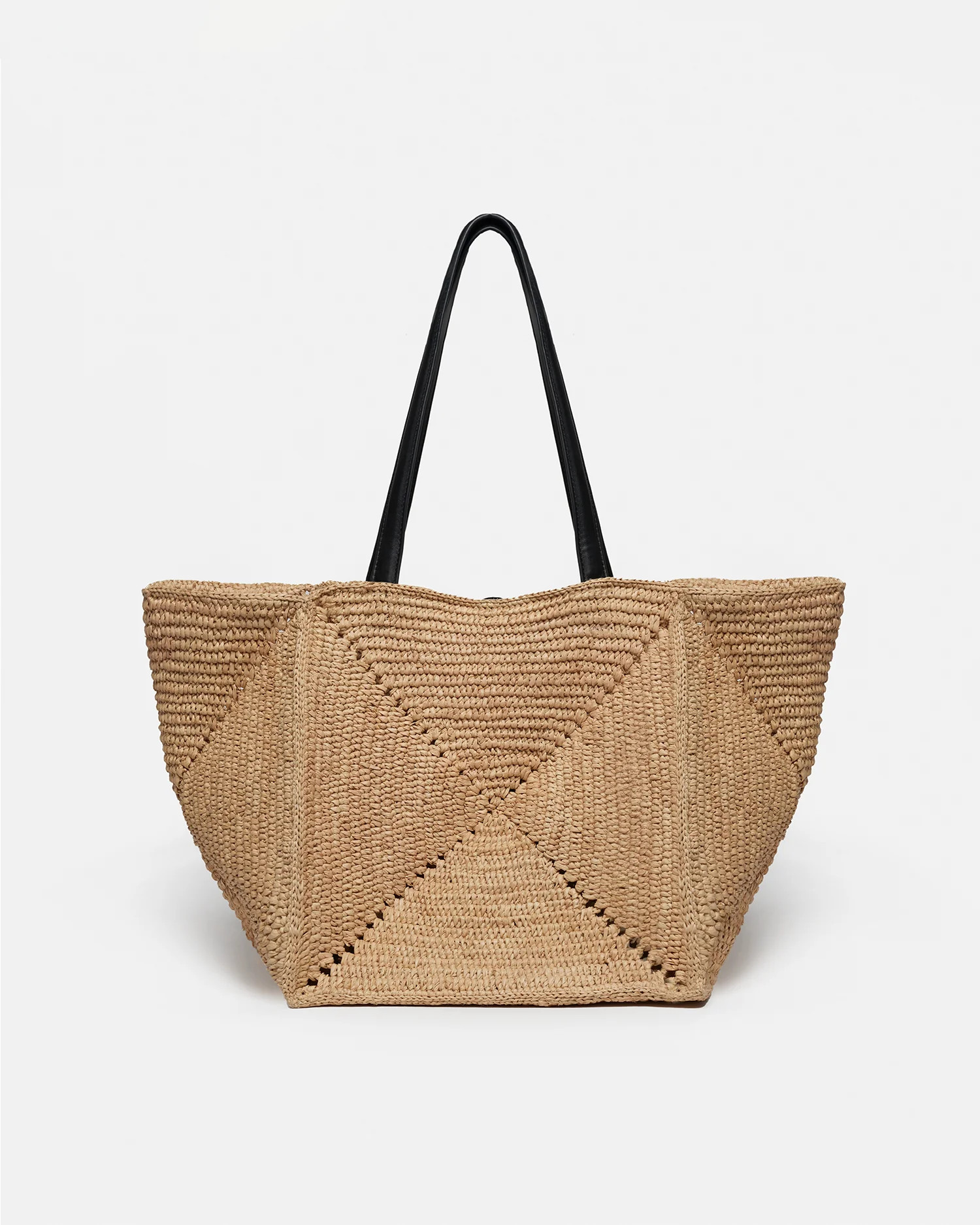 Origami Tote - Raffia Tote - Natural/Black | Nanushka