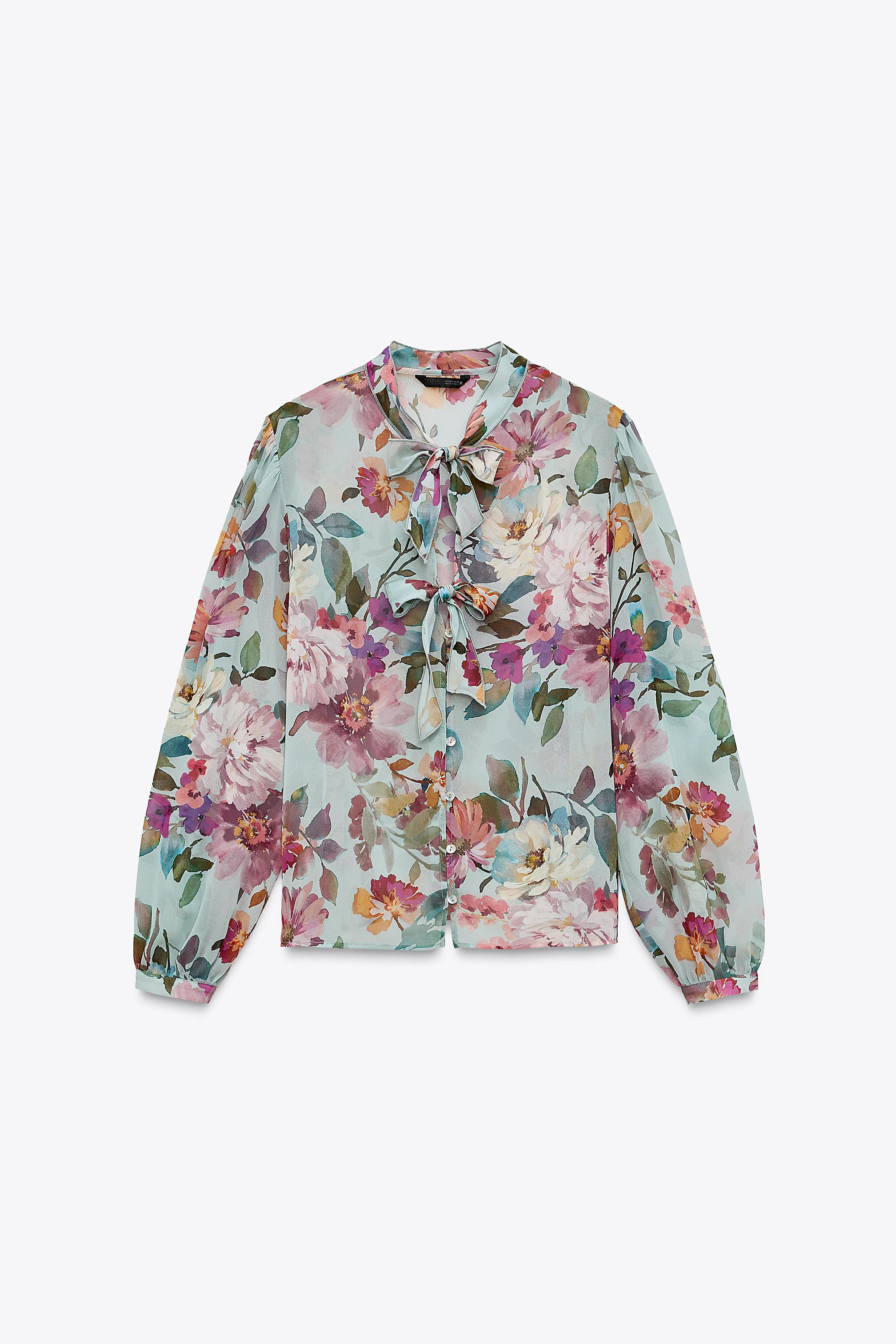 FLORAL PRINT TIE SHIRT | Zara US