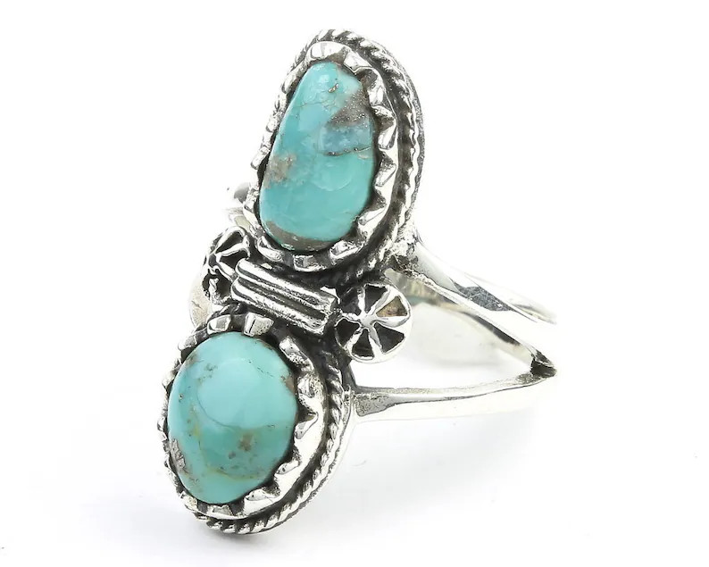 Turquoise Blossom Ring, Sterling Silver Turquoise Ring, Stone Jewelry, Gemstone, Southwestern, Bo... | Etsy (US)