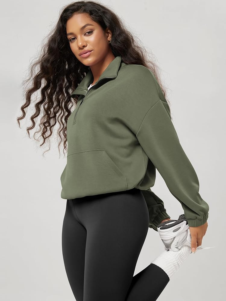 ODODOS Women's Modal Soft Cinchable Sweatshirts Half Zipper Funnel Neck Oversize Pullover with Po... | Amazon (US)