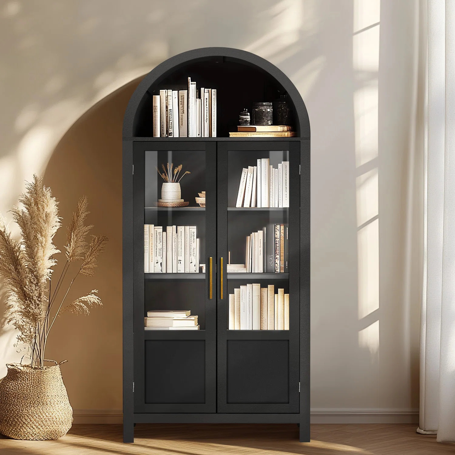 Tall Arched Cabinet Wooden Display Cabinet | Wayfair North America
