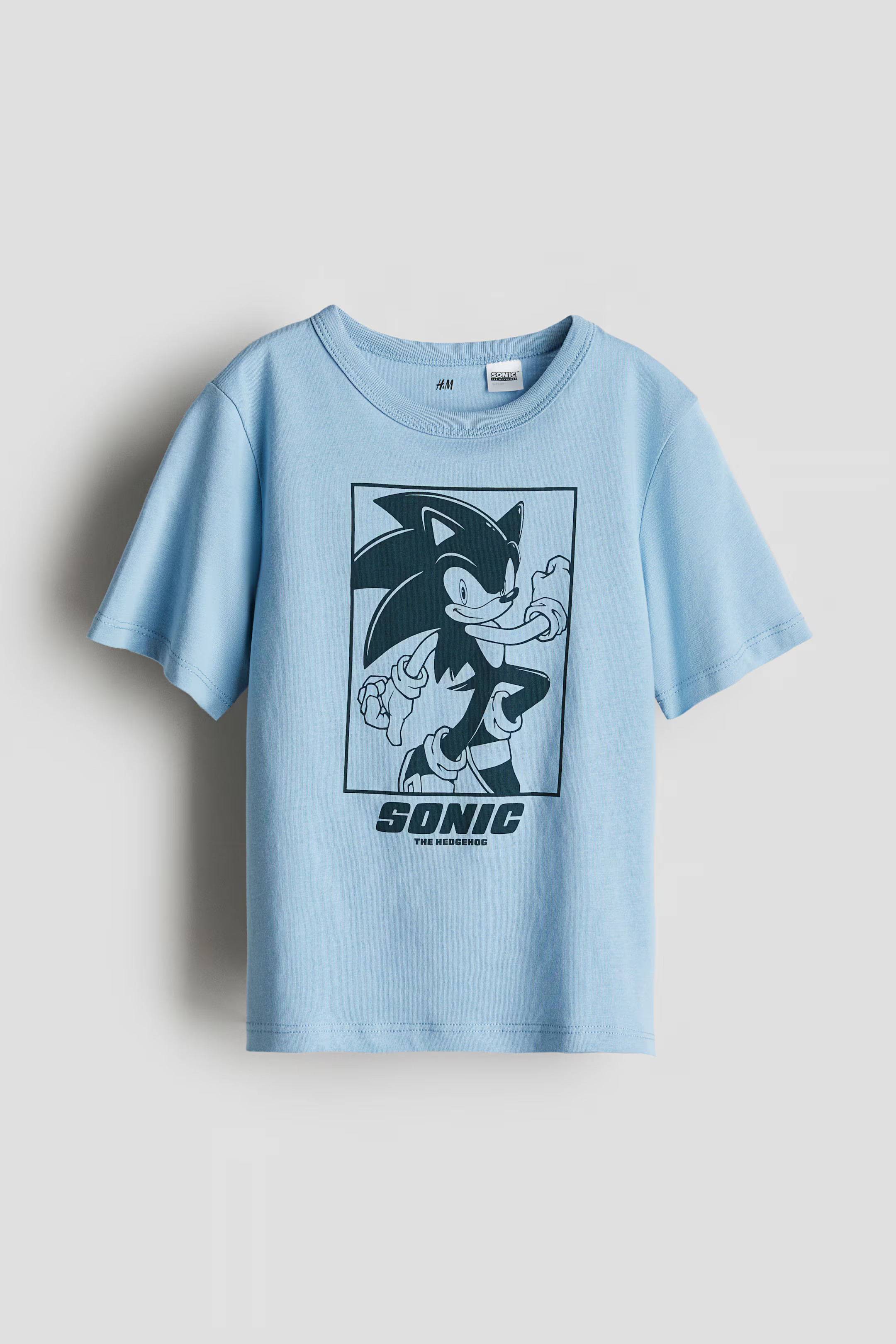 Printed Cotton T-shirt - Blue/Sonic the Hedgehog - Kids | H&M CA | H&M (US + CA)