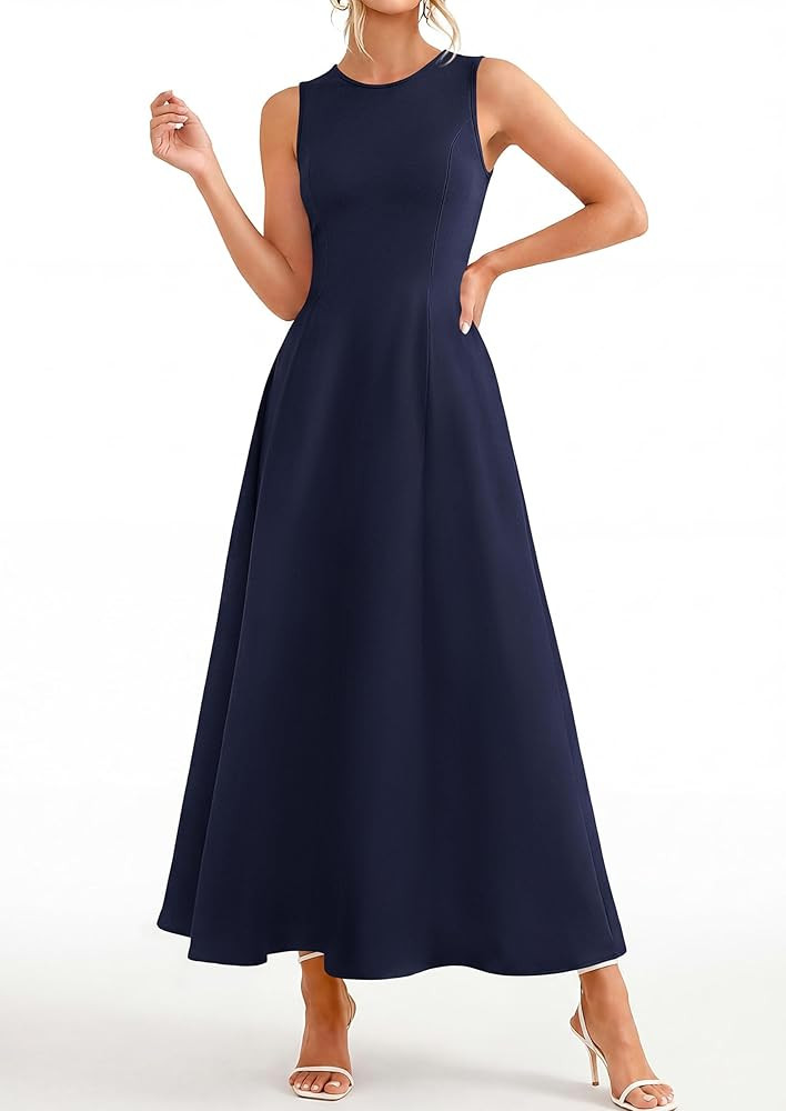 PRETTYGARDEN Women's Maxi Dress Summer Wedding Guest 2026 Spring A Line Long Tank Flowy Modest Sl... | Amazon (US)