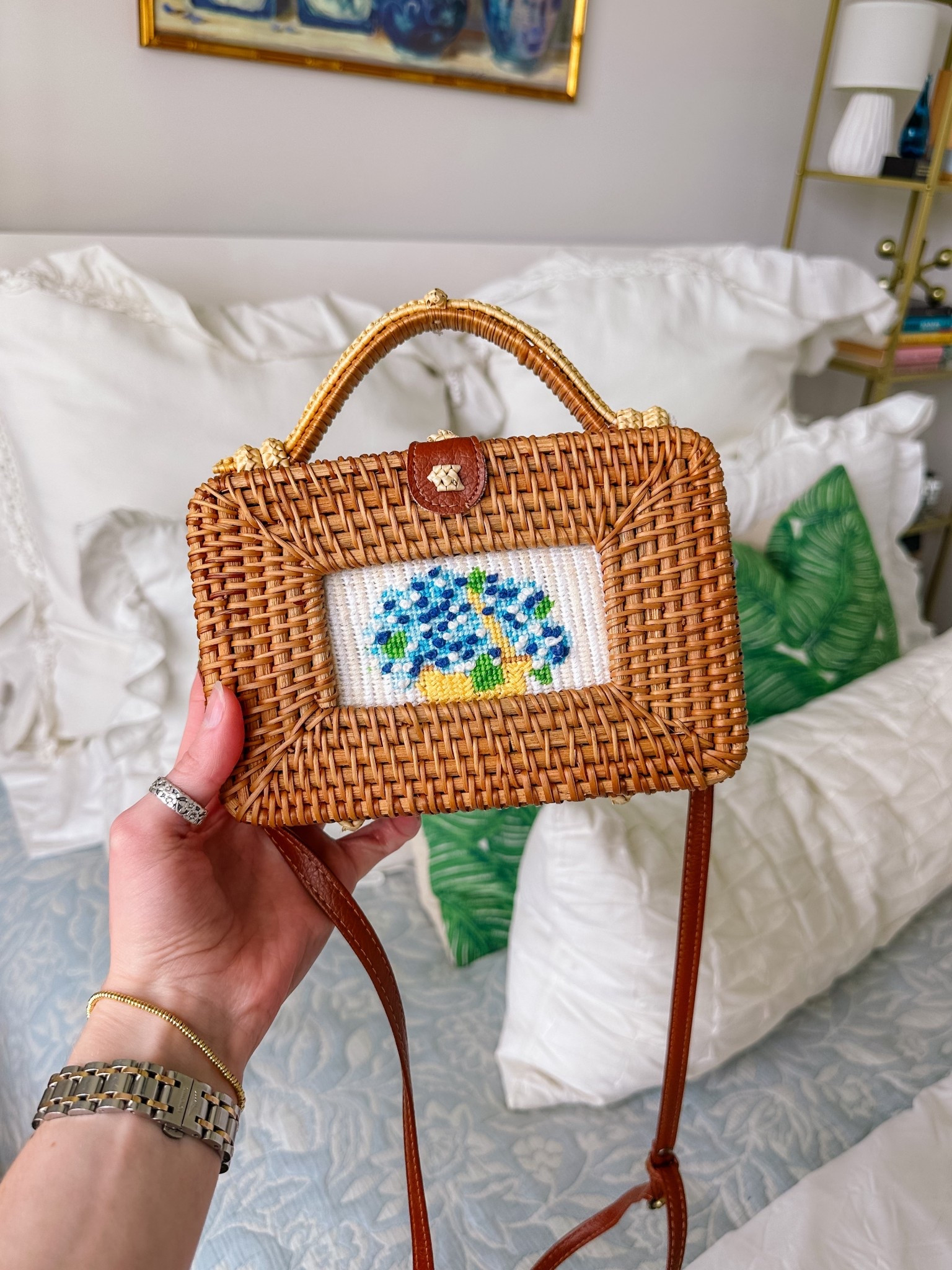Needlepoint bag insert for summer!! I love this flower basket canvas from Penny Linn…I get so many compliments on it!!

#LTKItBag