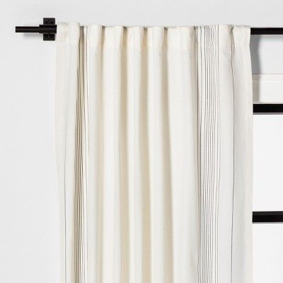 Engineered Plaid Curtain Panel Sour Cream/Gray - Hearth & Hand™ with Magnolia | Target