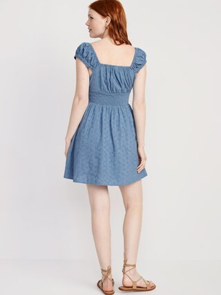 Waist-Defined Smocked Mini Dress for Women | Old Navy (US)