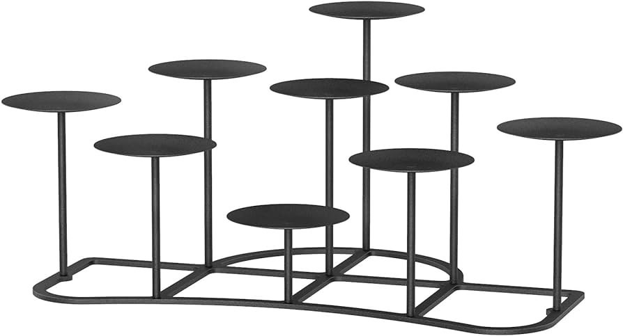 QIKADSEN Black Metal Pillar Candle Candelabra for Fireplace/Table/Wedding/Christmas Decoration Ir... | Amazon (US)