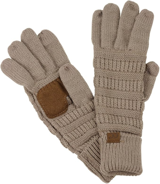 C.C Unisex Cable Knit Winter Warm Anti-Slip Touchscreen Texting Gloves | Amazon (US)