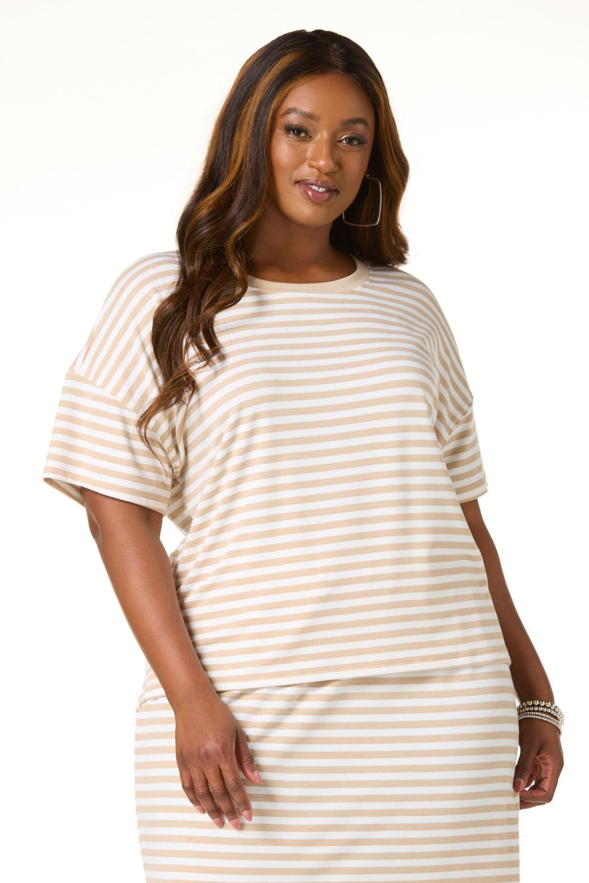 Plus Size Ivory Stripe Top | Cato Fashions