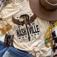 Nashville T-Shirt. Music City Shirt. Blogger Life Graphic Tee. Trendy Tennessee Boho Guitar | Etsy (US)