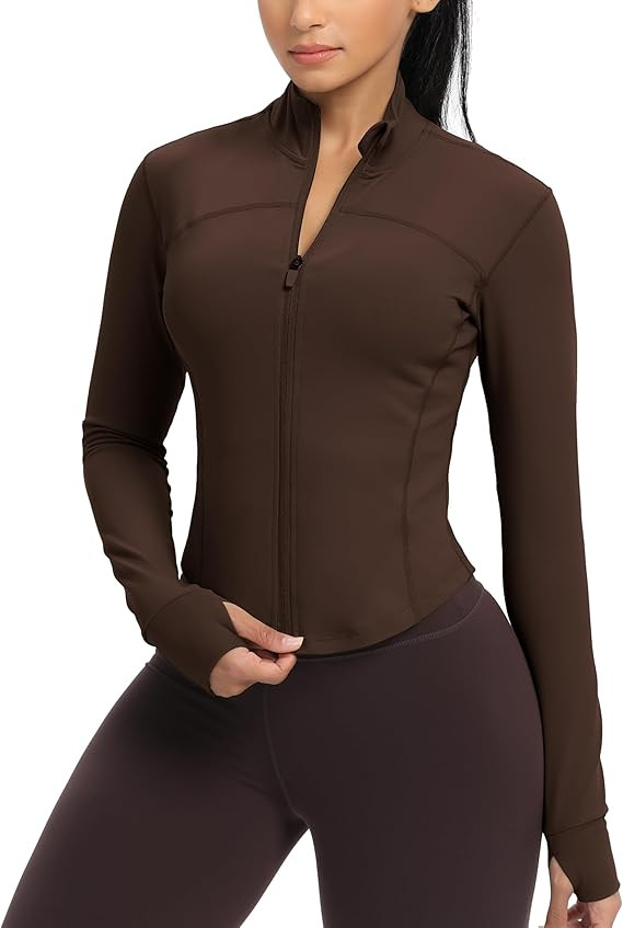 GYM RAINBOW Womens Zip Up Workout Jakcets Lightweight Slim Fit Running Athletic Jackets with Thum... | Amazon (US)